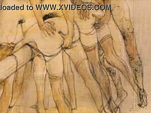 vintage erotic illustration of anime cartoon retro antique hentai!