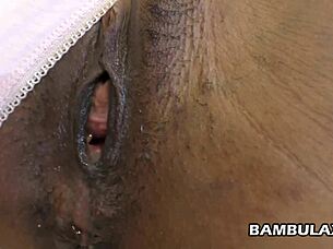 ebony babe gets interracial creampie