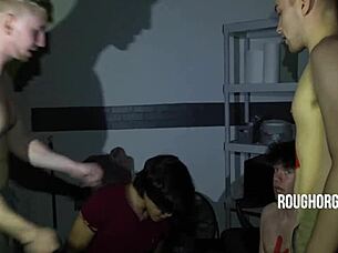Frat Twinks Undergo Rough Initiation Orgy