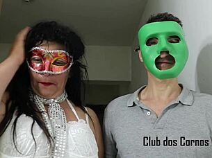 Cuckold husband watches wife ride big black cock