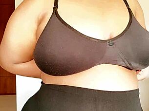 Hey, check out this sexy sister playing with her big tits, it's so hot!