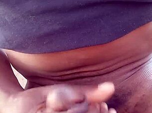 STROKING MY BBC OUTDOORS, MOANING LOUDLY!