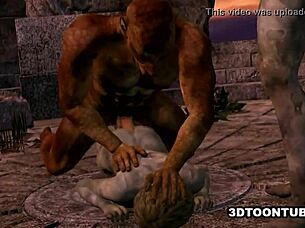 3d Cartoon Zombie Babe Double Teamed Outdoors