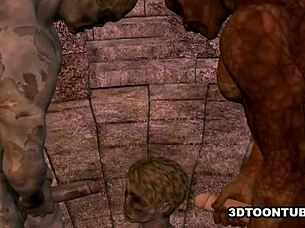 3d Cartoon Zombie Babe Double Teamed Outdoors