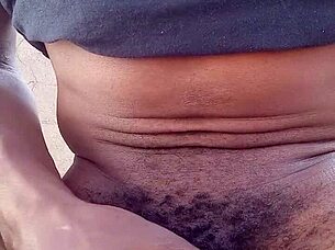 STROKING MY BBC OUTDOORS, MOANING LOUDLY!