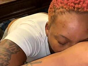 Mz Pretty intensely sucks the ebony cock with passion.