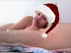 asian teen sucked cock on christmas, got cum in mouth – naughty or nice?