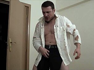 sexy muscular waiter hulk masturbates passionately