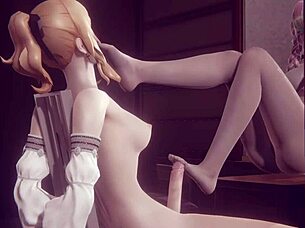 Mitsuri Kanroji dáva blowjob a footjob futanari v Demon Slayer hentai anime porne.