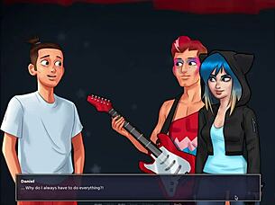 Summertime saga - מורה שחורה מנענעת תחת על זין גדול, מיס דייויט