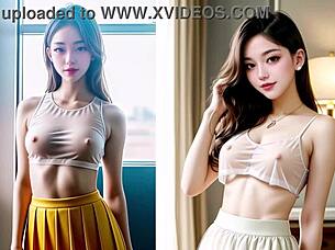 Σέξι ασιάτισσα τσίρλιντερ προκαλεί με διάφανο ρούχο για κίνητρο