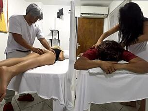 My Wife Fucked Beside Me in Massage Salon