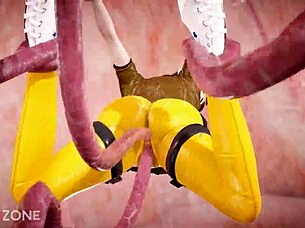 Tracer batalla follando duro con tentáculos en Overwatch 3D