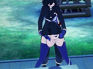 Shinobu Kimetsu no Yaiba'dan hentai videolarında oyunla sansürsüz seks yapıyor