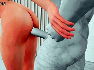 Zvrátený tínedžer 18+ má tvrdý sex s animovanou sochou v Sims 4 anime hentai SFM