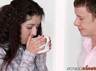 Curly Teen 18+ Gets Mouthful of Cum After Hardcore