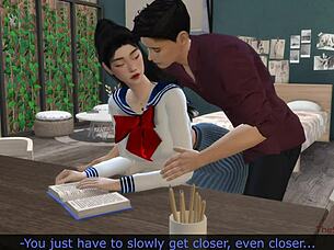 Japansk lærer forfører uskyldig student og knuller henne hardt på pulten