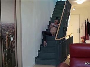 slim mature german milf stella films homemade porno, taking cum in mouth with glasses on.