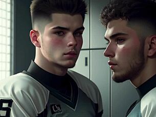 שני שחקני כדורגל סקסיים מציצים ומזיינים אחרי המשחק