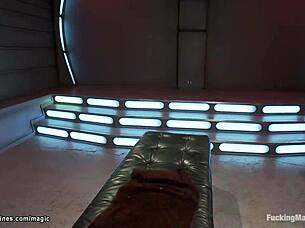 Milf blondă ia mașinăria în cur pentru distracție cu squirting